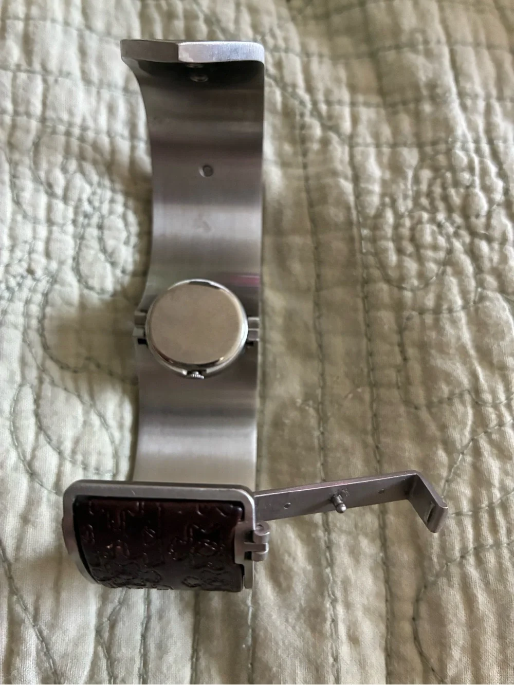 Fossil Silver Dial Watch with Brown Leather Cuff